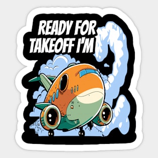 Ready for Takeoff I'm 2 - 2nd Birthday Boy Airplane Theme Sticker